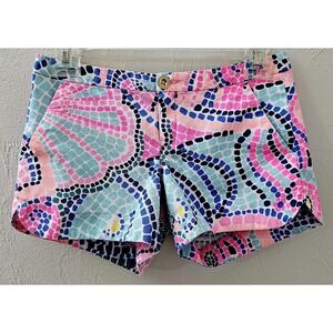 Lilly Pulitzer Adie Shorts Youth Size‎ 14 Multi Tile Wave Cotton Pockets